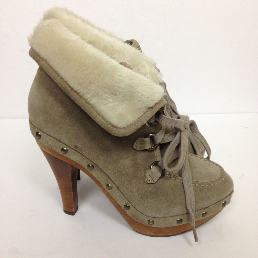 8.5 Moccasin Faux Sheep Booties Heels